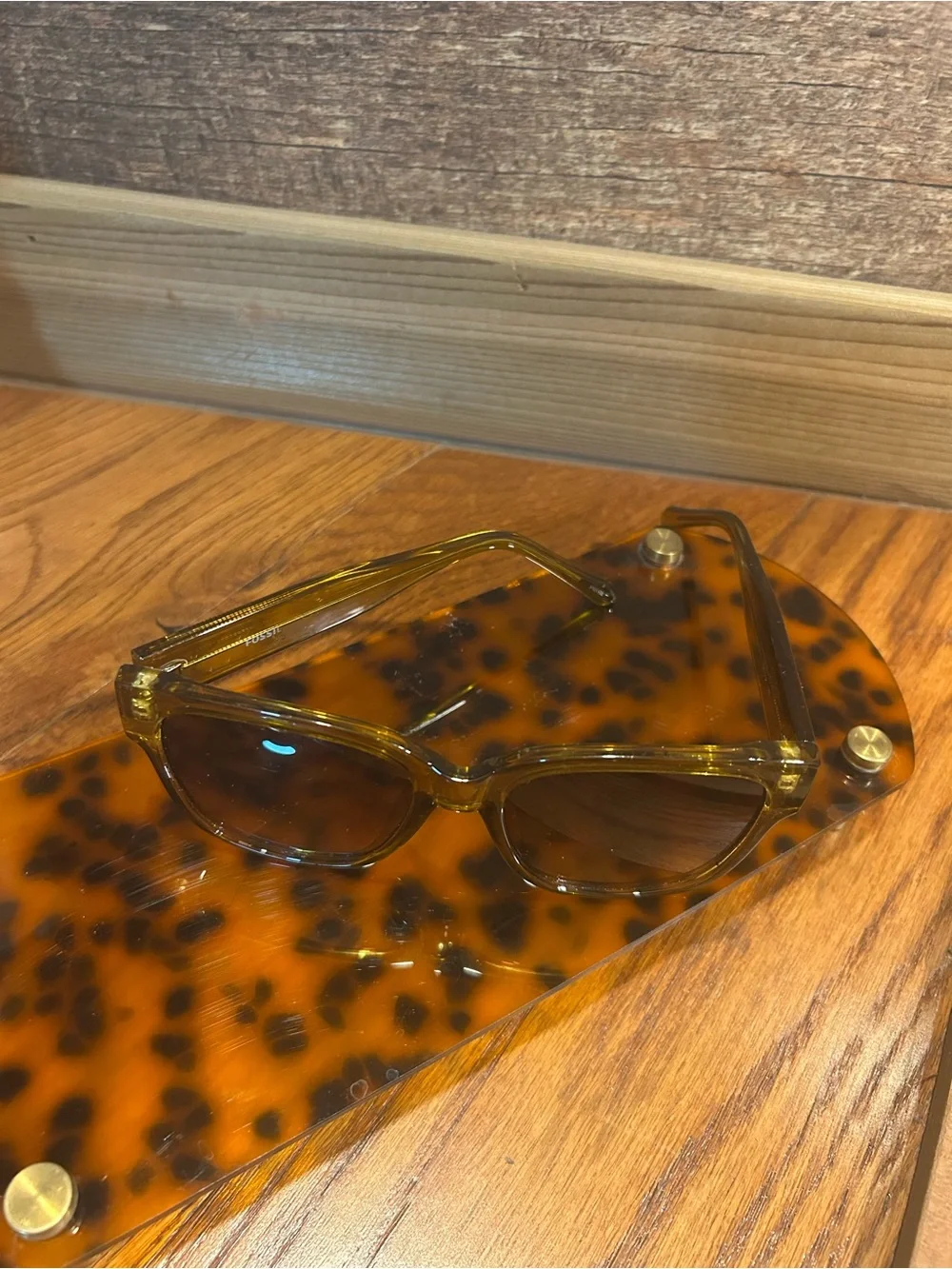 Fossil Olive Green with Amber Hue Sunglasses